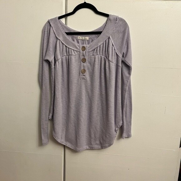 Free People Henley Tee Lilac - Picture 2 of 10